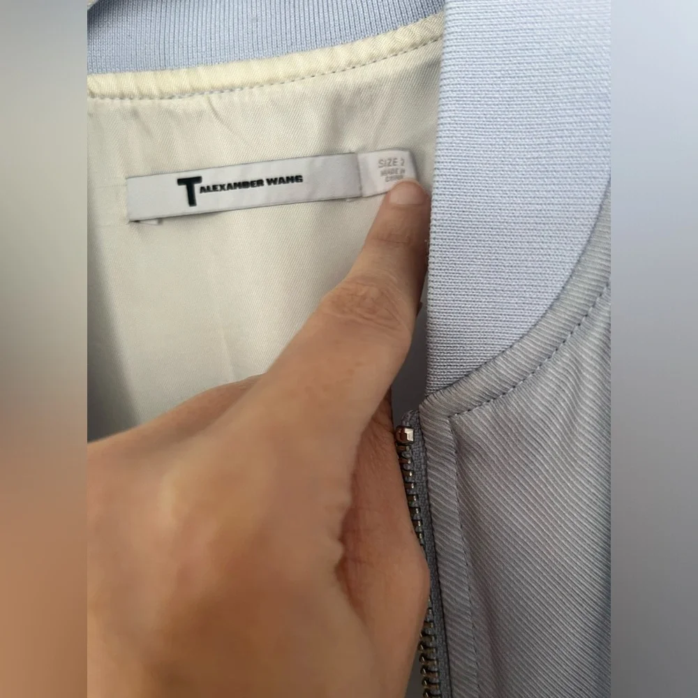 Alexander Wang Silk Bomber Jacket, Icy Blue Size 2 / xs - small